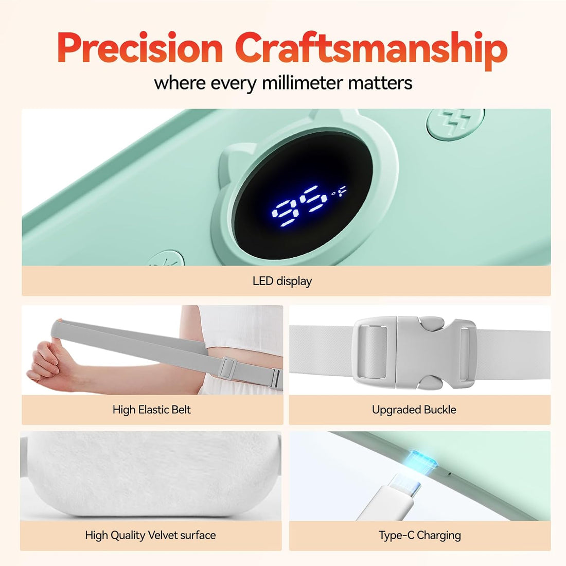 Cramp Relief Belt -Portable Menstrual Heating Pad, Heated Belly Belt For Menstrual Cramp Relief With 3 Heat Levels And 4 Modes, Electric Belt Massage For Women And Girls