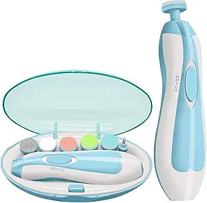 Baby Nail Trimmer 21 in 1, Usage Labeled Case &amp; 13 Extra Replacement Tools, Royal Angels Baby Electric Nail File, Baby Nail Care, Nail Clipper Newborn Toddler Toes &amp; Fingernails Nail Kit (Blue)
