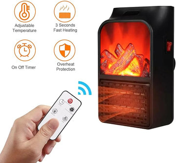 Portable Electric Fireplace Heater,Small Room Space Heaters for Indoor Use with 3D Flames For Bedroom and Office Quiet