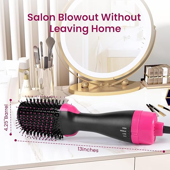 4-in-1 Hair Dryer Brush and Styler, Hot Air Blow Dryer, Volumizer with Ionic Technology