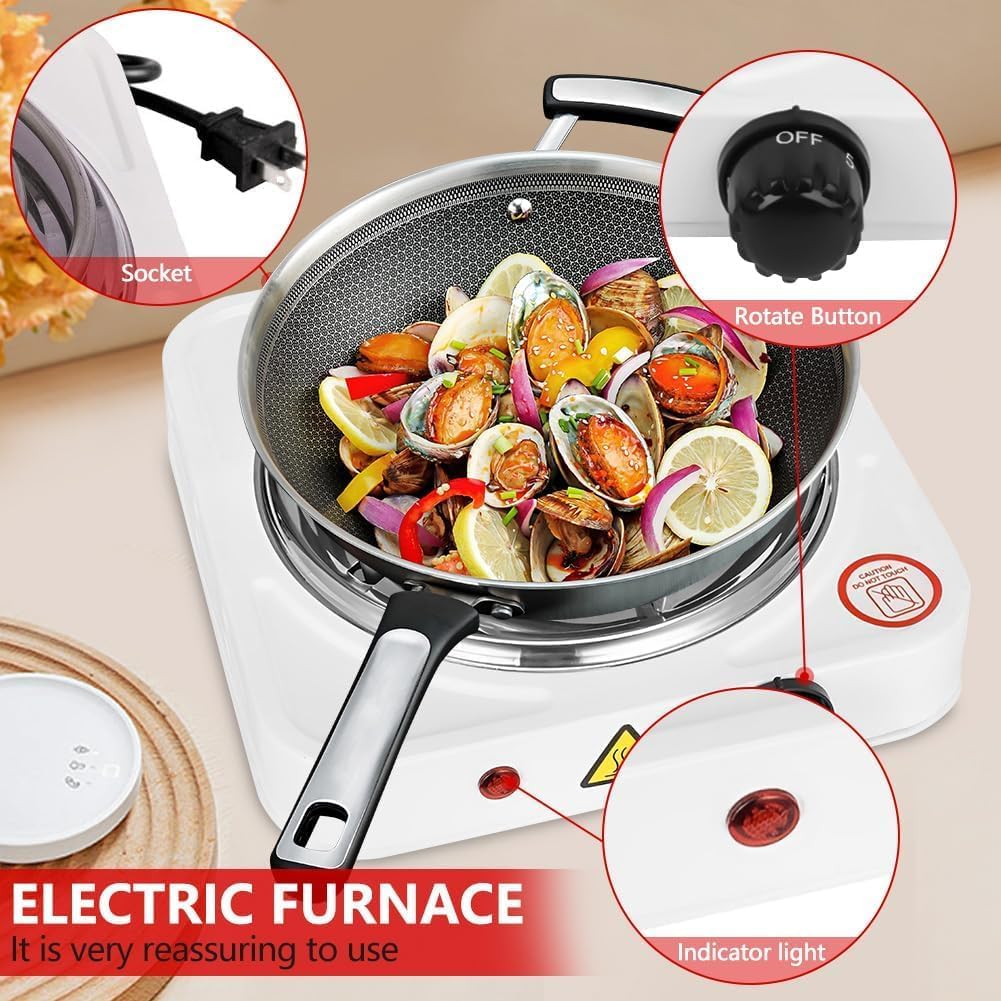 Electric Burning Plate,Electric Hot Plate Kitchen Countertop Stove Electric Heater Electric Cooker Plate for Cooking