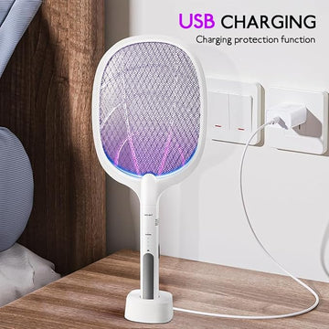 Rechargeable Mosquito Racket With Stand – Electric with USB Charging Indoor or out Door