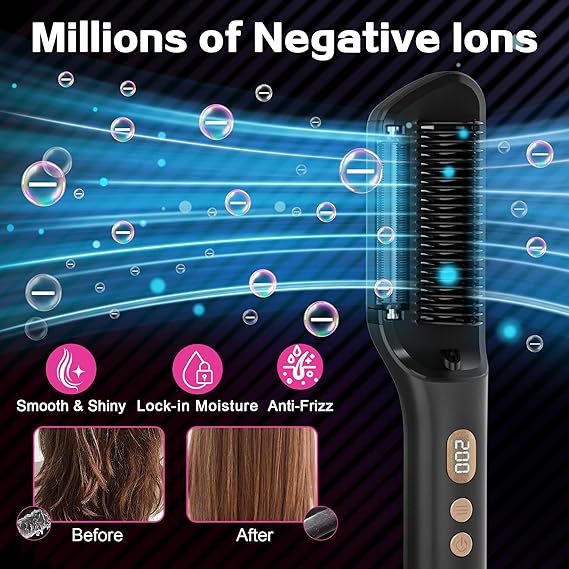 Hair Straightener Brush – Fast Heating, Smooth Styling, And Easy-To-Use Design For Quick And Professional Hair Straightening (Random Colors)